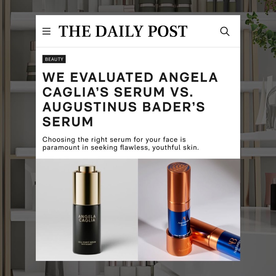 Angela Caglia, serum comparison in a press-article format