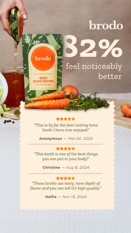 Brodo, 82 percent feel noticeably better, review stack