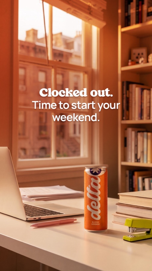 Delta, clocked out, time to start your weekend, desk scene