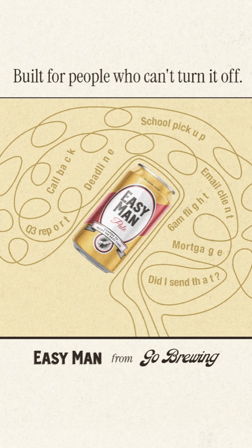 Easy Man, built for people who can't turn it off, brain diagram