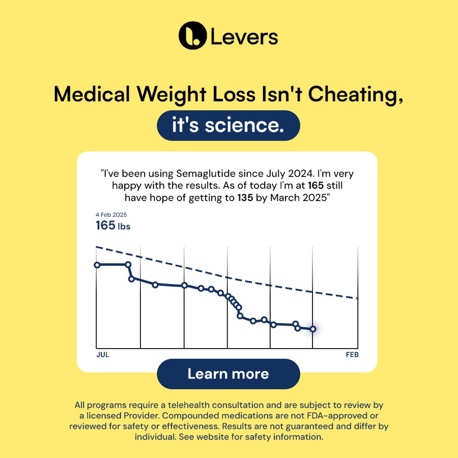 Levers, medical weight loss isn't cheating, progress chart